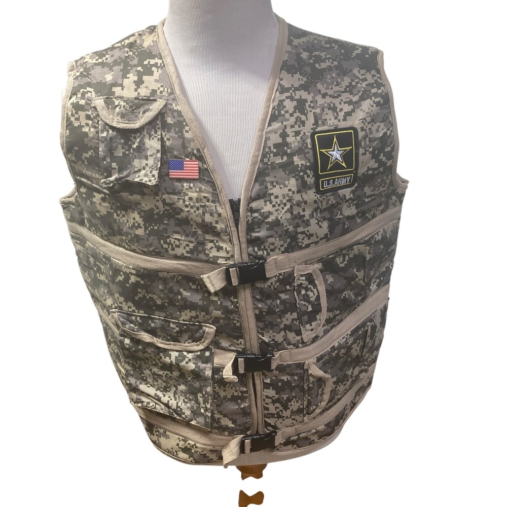 Adult One Size US Army Digital Camo Vest Spirit Halloween Official‎ Licensed